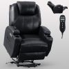 Up to 350lbs Okin Motor Power Lift Recliner Chair for Elderly, Heavy Duty Motion Mechanism with 8-Point Vibration Massage and Lumbar Heating, Two Cup