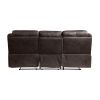 Dark Brown 1pc Double Reclining Sofa w/ Drop Down Cup Holders, Power Outlets USB Ports Hidden Drawer Faux Leather Upholstery Comfortable Sofa Living R