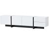 [VIDEO provided] ON-TREND White & Black Contemporary Rectangle Design TV Stand, Unique Style TV Console Table for TVs Up to 80'', Modern TV Cabinet wi