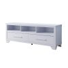72 Inch Modern White TV Media Stand, Home Entertainment Center with Open Shelving and Two Drawers