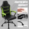 Video Gaming Computer Chair, Office Chair Desk Chair with Arms, Adjustable Height Swivel PU Leather Executive with Wheels for Adults Women Men, Green